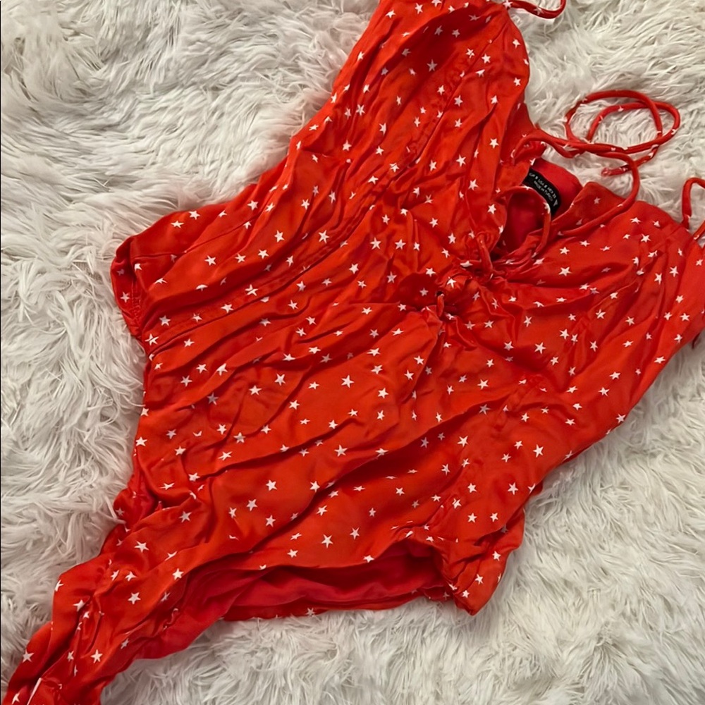 Zara Red Star-Patterned bodysuit
